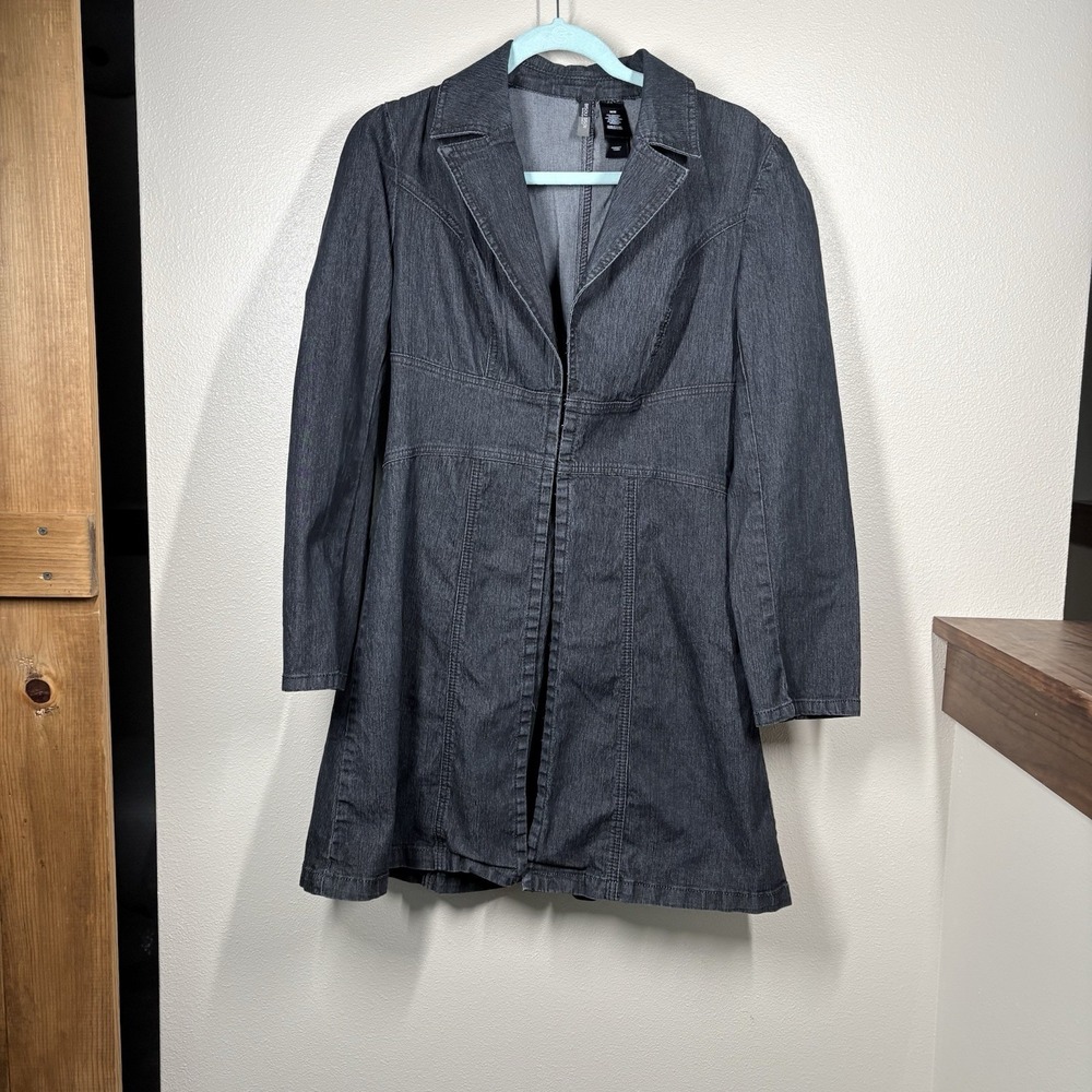Bisou Bisou Women's Jean Jacket Black Blazer M Denim Western Coat Cotton Blend